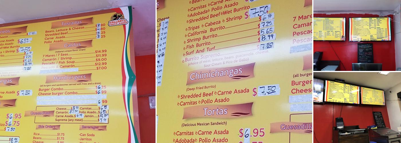 Vallarta Taco Shop Menu