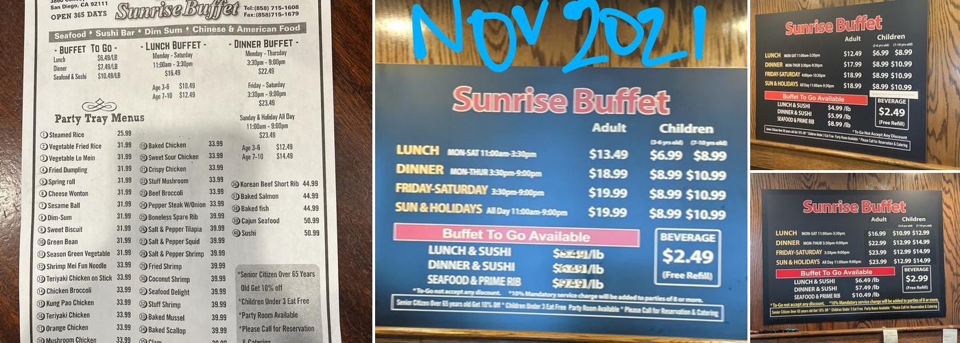 Sunrise Buffet Menu