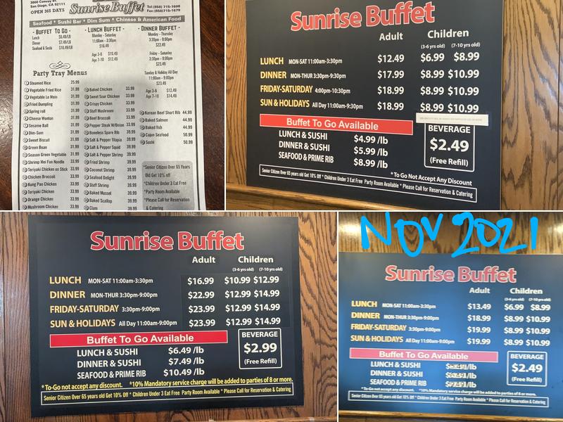 Sunrise Buffet Menu