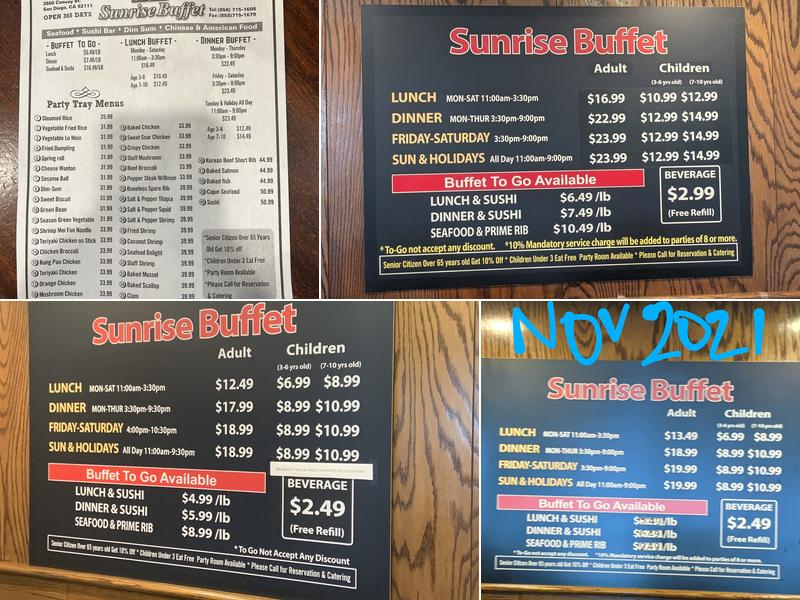 Sunrise Buffet Menu