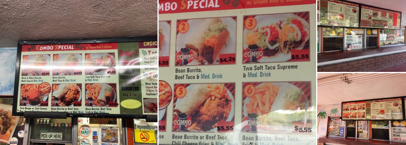 Snap-E-Taco Menu