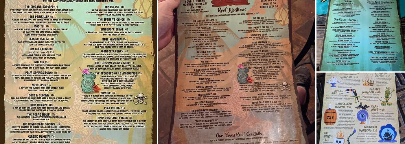 The Reef Menu