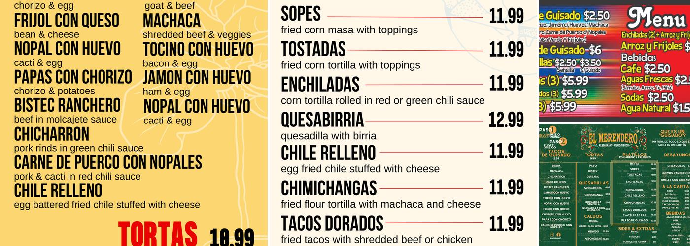 El Merendero Menu