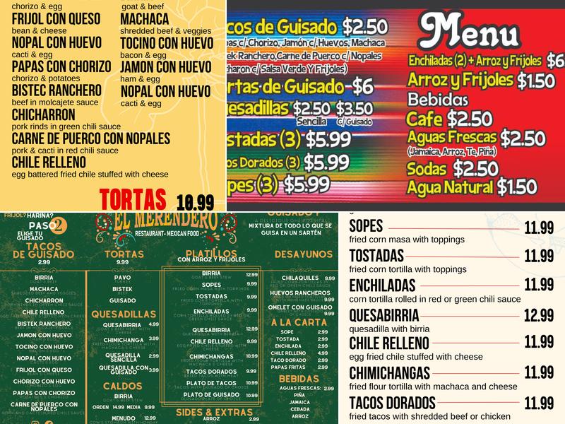 El Merendero Menu