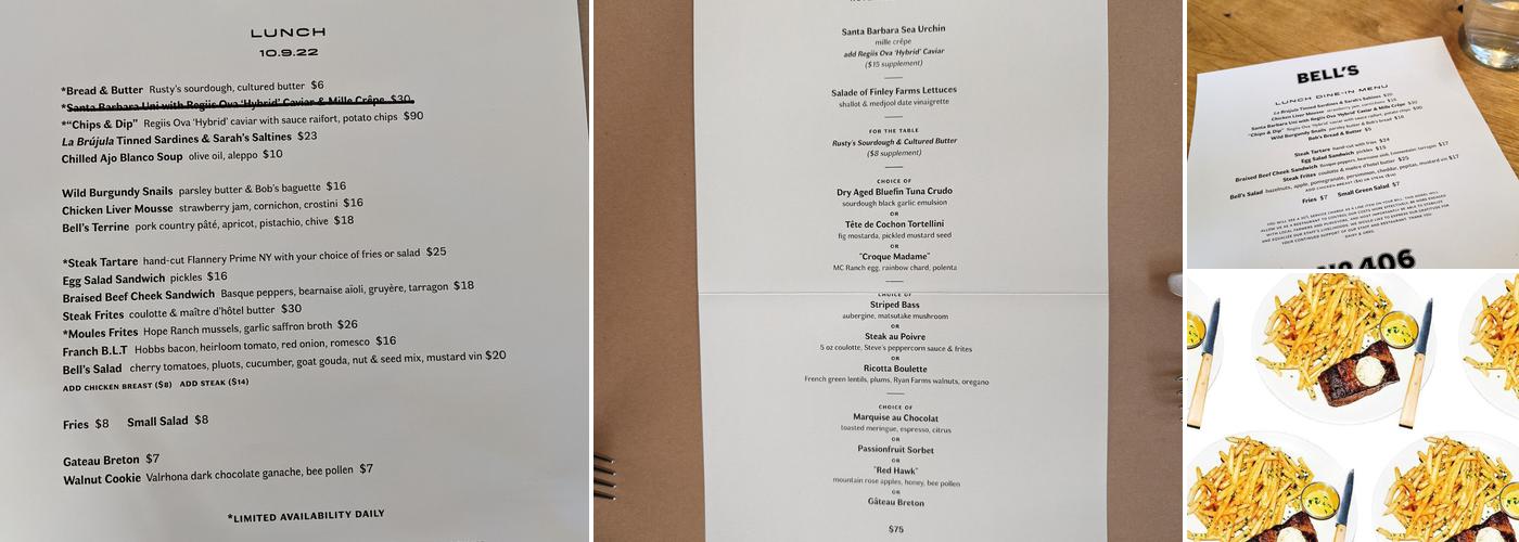 Bell's Menu
