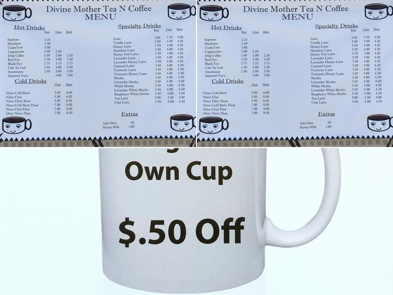 Divine Mother Tea n Coffee Menu