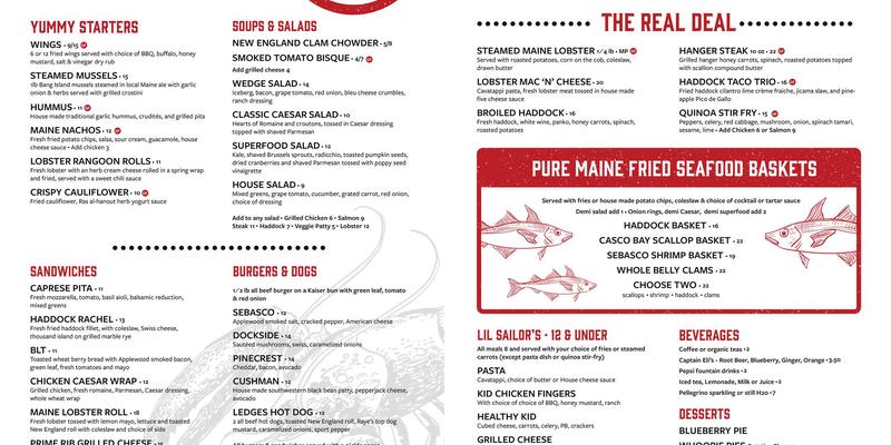 Ledges Pub Menu