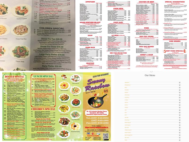 sunny rainbow Menu