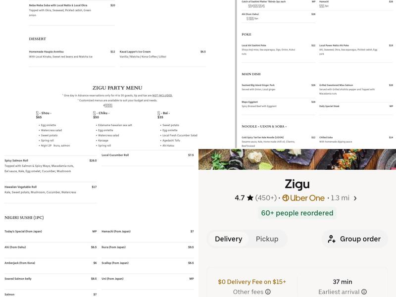 ZIGU Menu