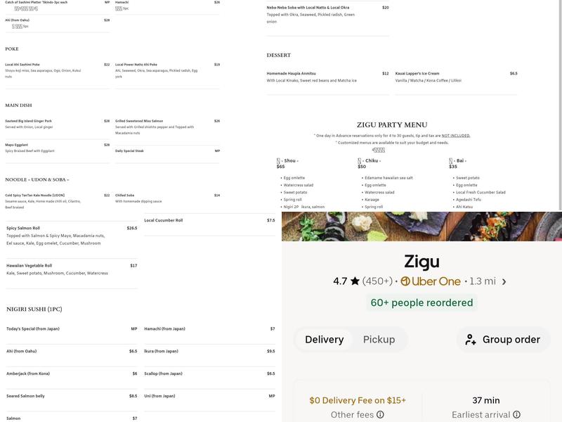ZIGU Menu
