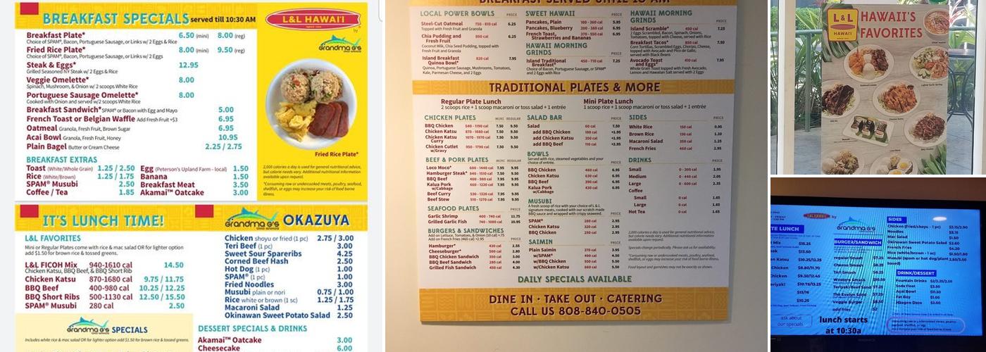 L&L Hawaiian Barbecue Menu
