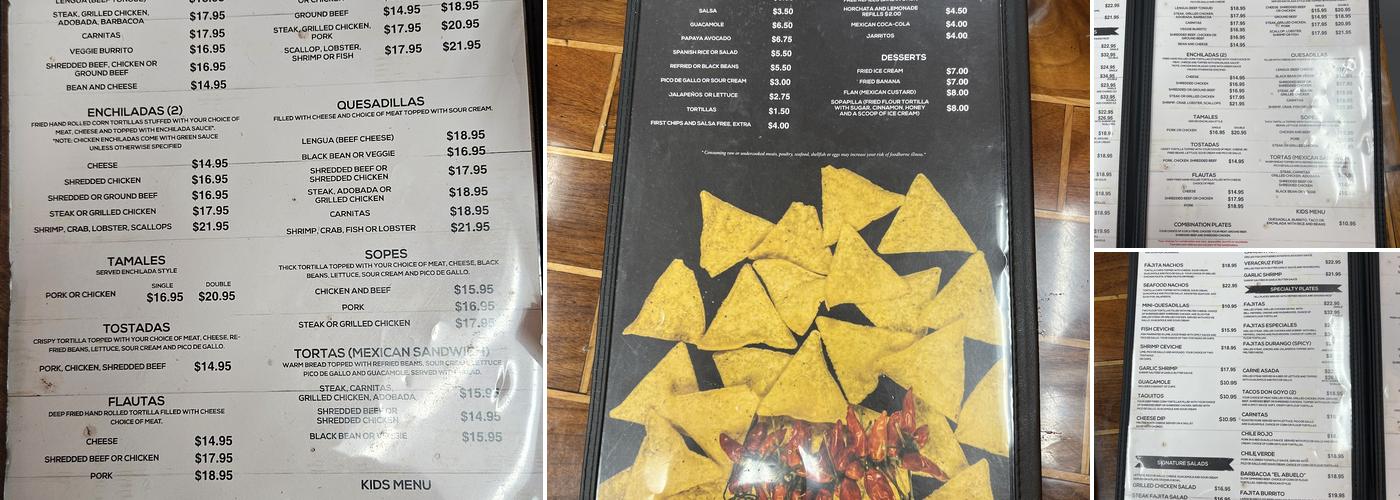 Don Goyo's Mexican Food Menu