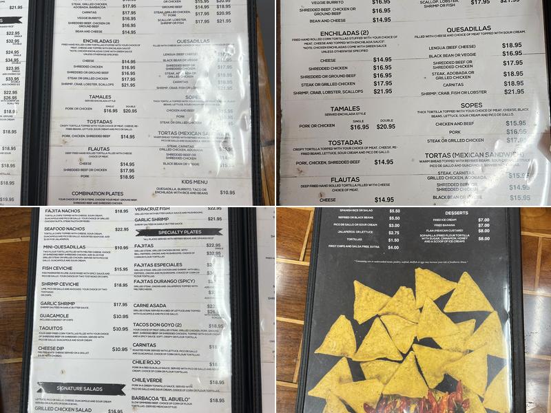 Don Goyo's Mexican Food Menu