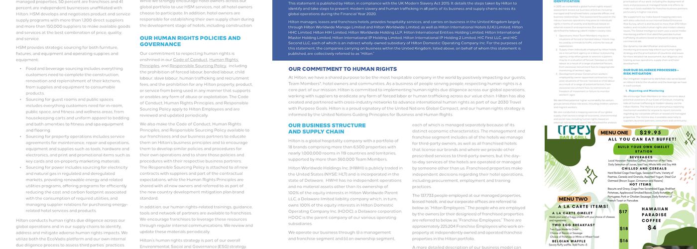 Trees Bar & Grill Menu