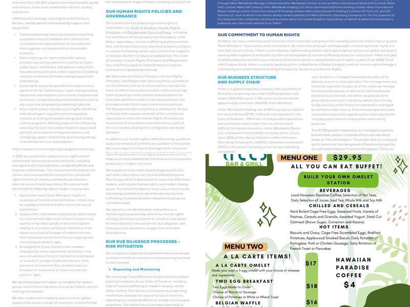 Trees Bar & Grill Menu