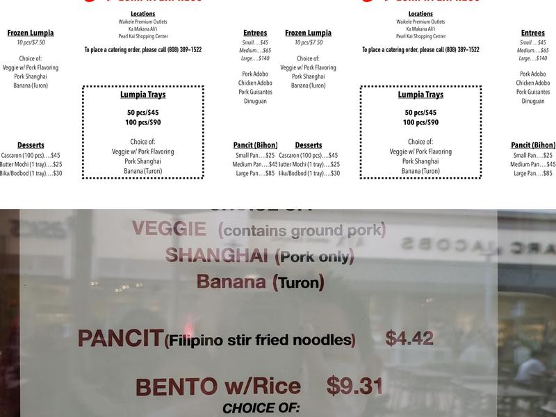 Alyssandra's Lumpia Express Menu