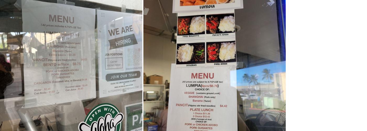 Alyssandra's Lumpia Express Menu