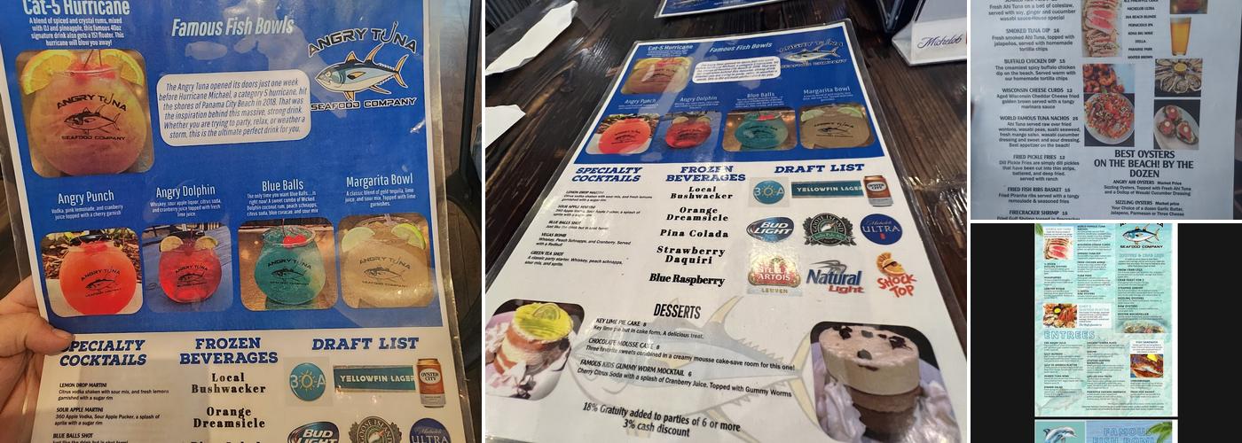 Angry Tuna Seafood Company Menu