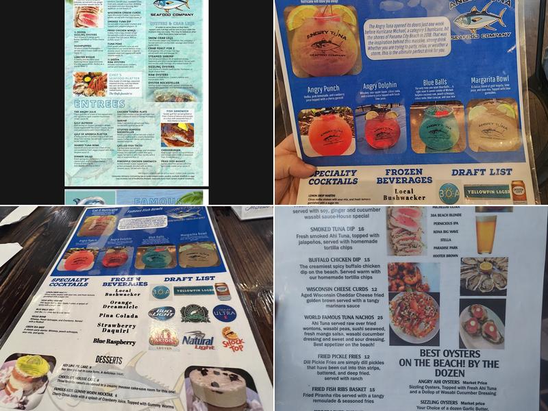 Angry Tuna Seafood Company Menu