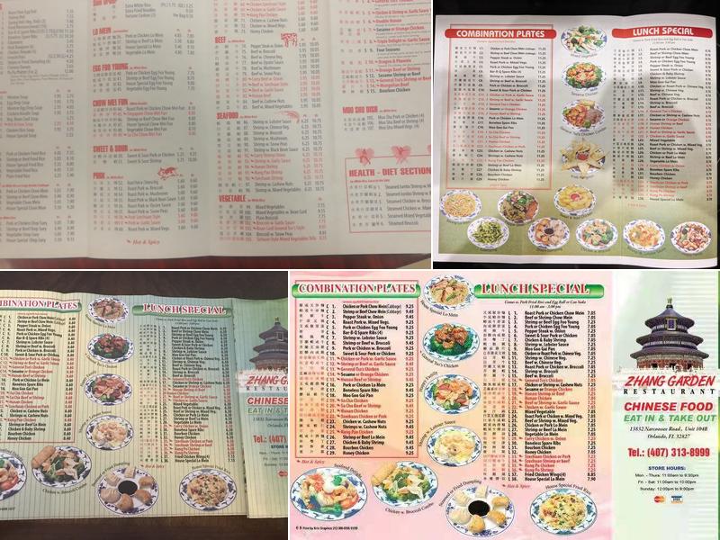 Zhang Garden Chinese Restaurant Menu