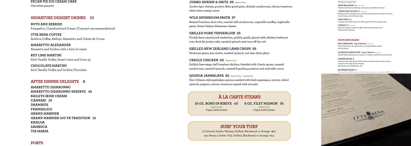 Itta Bena Menu