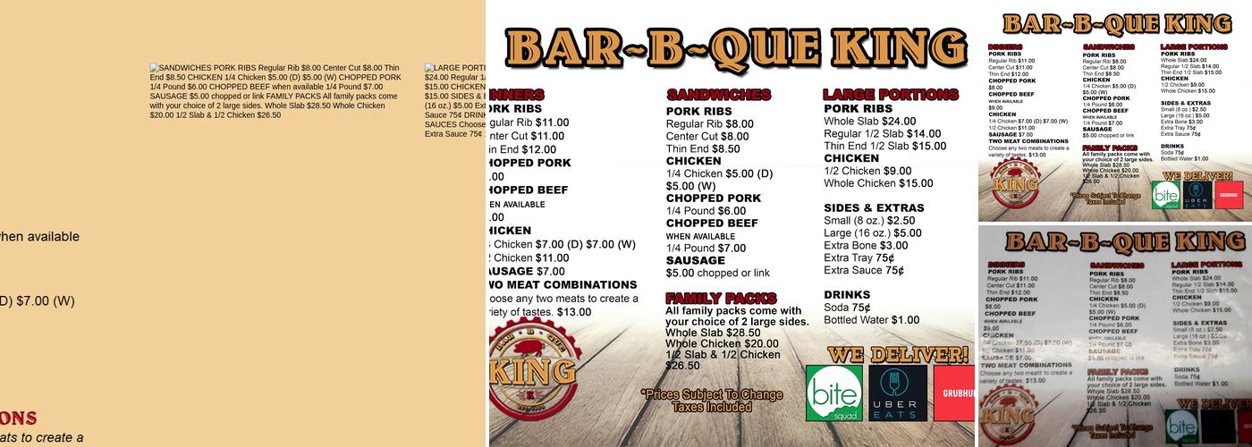 Bar-B-Que King Menu