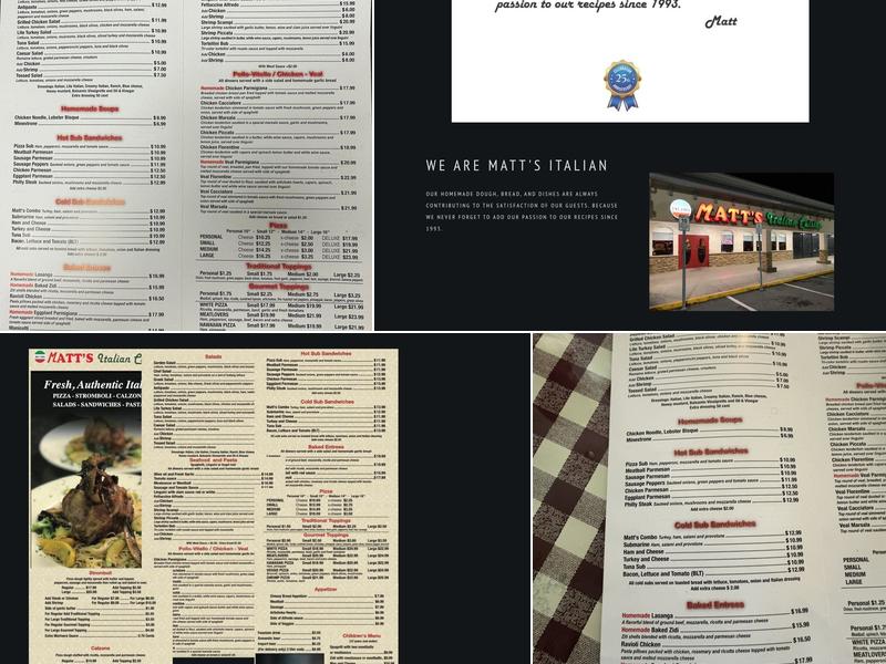 Matt's Italian Cuisine Menu
