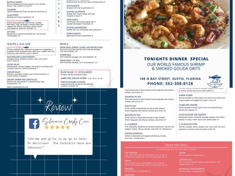CJ's Seafood Company Menu