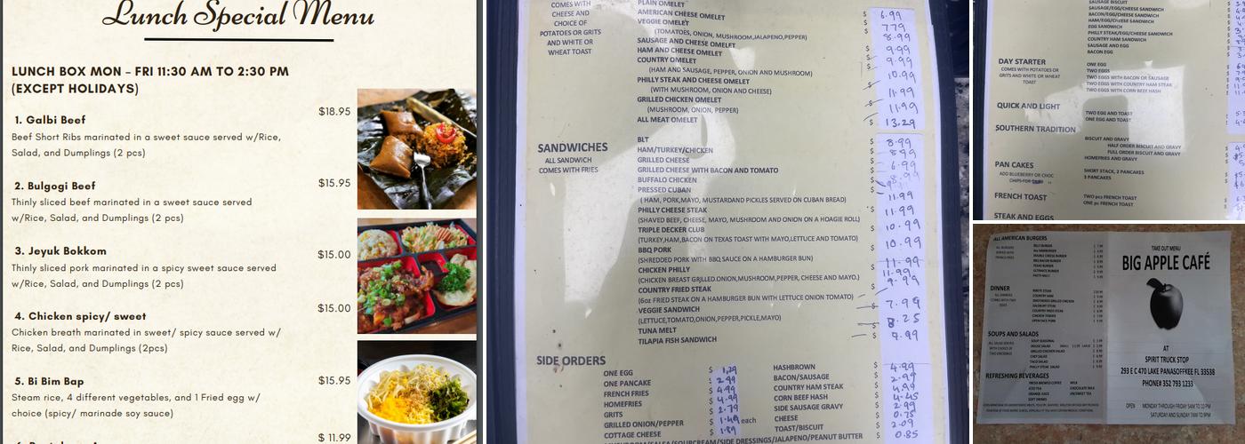 Big Apple Cafe Menu