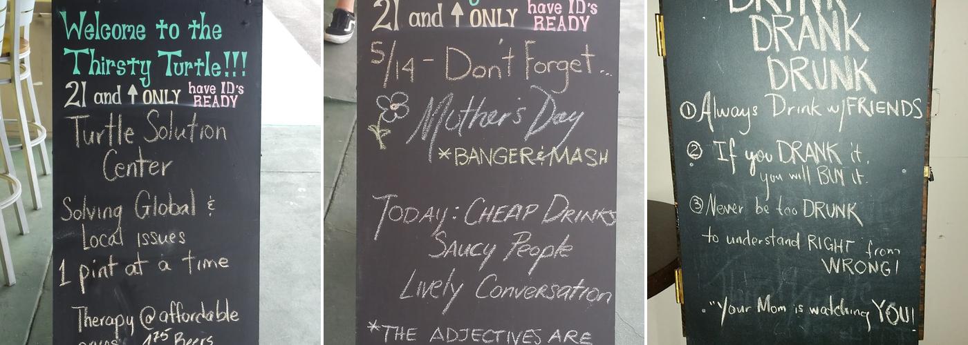 Thirsty Turtle Menu