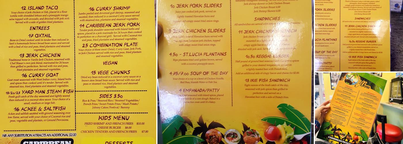 Reggae Grille Menu