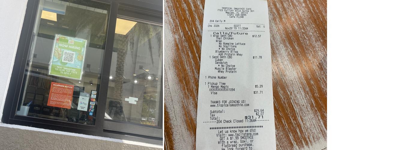 Tropical Smoothie Cafe Menu