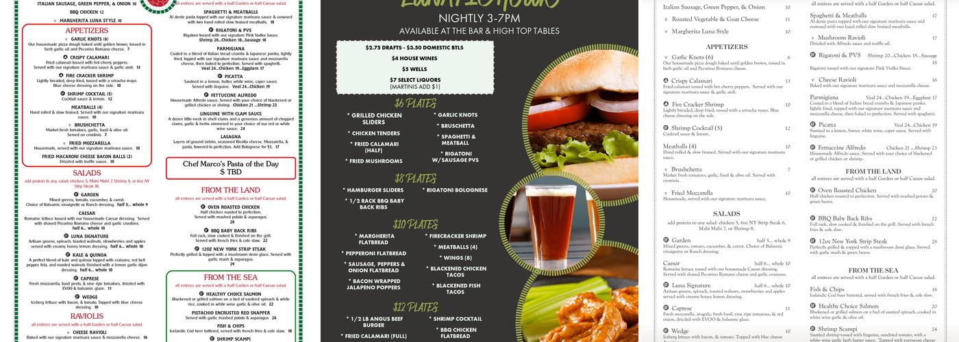 Cafe Luna at Ramada Inn Menu