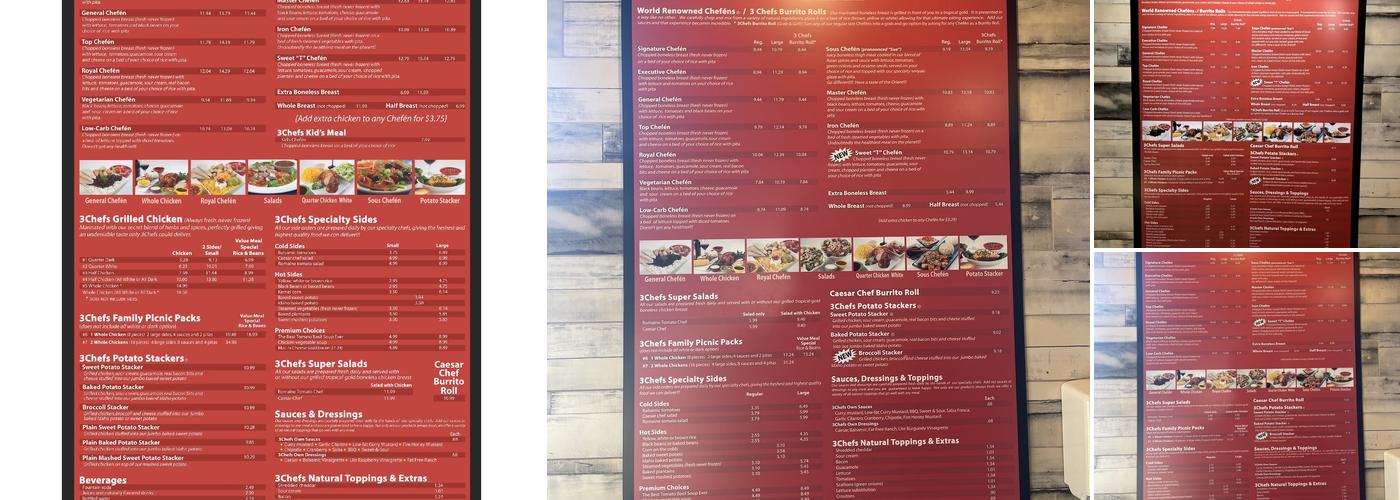 3 Chefs and a Chicken Menu