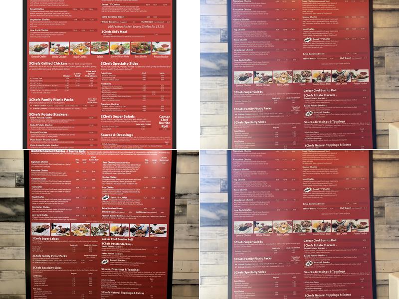 3 Chefs and a Chicken Menu