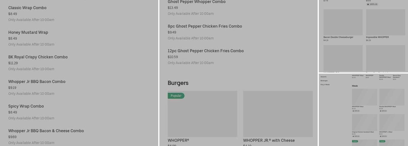 Burger King Menu