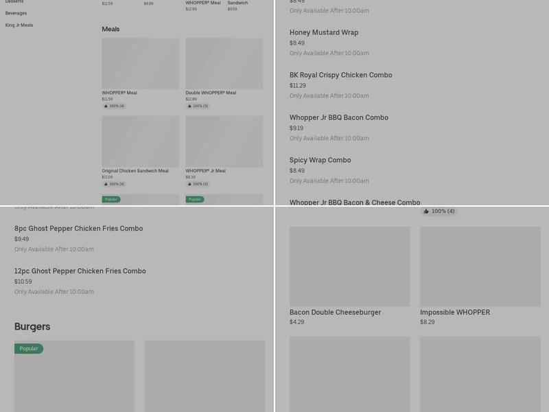 Burger King Menu
