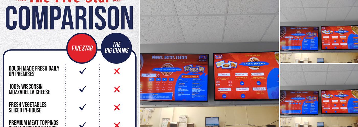 Five Star Pizza Menu