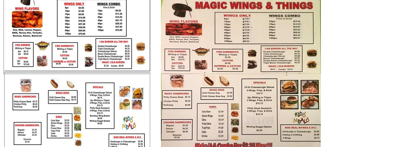 Wings & Fish Menu