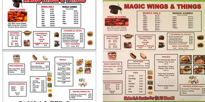 Wings & Fish Menu