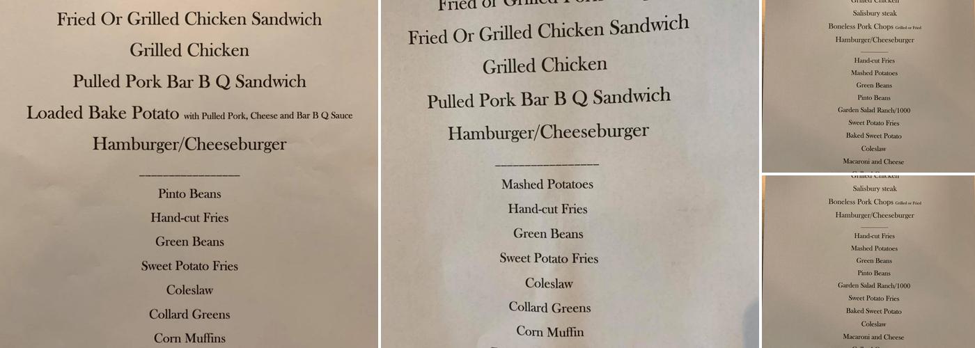 Amanda's Farm to Fork Menu