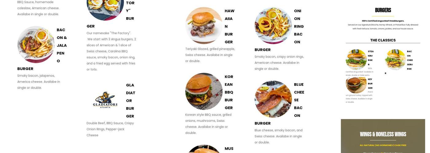 WNB Factory - Wings & Burger - Highway 5 Menu
