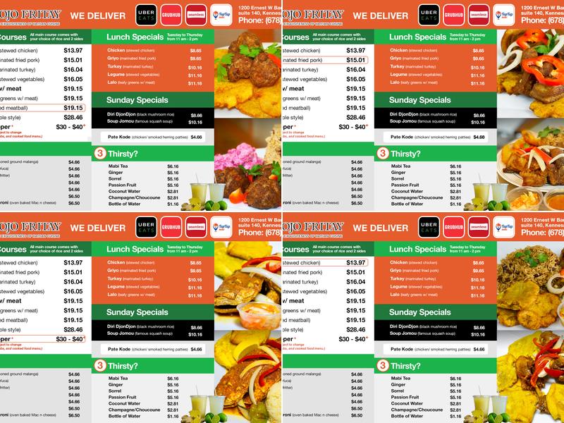 JoJo Fritay Menu
