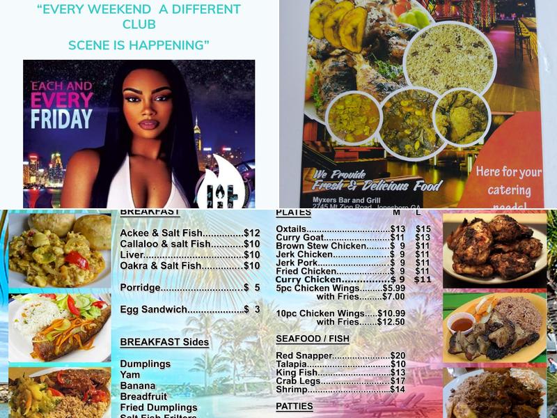 Myxers Bar and Grill Menu