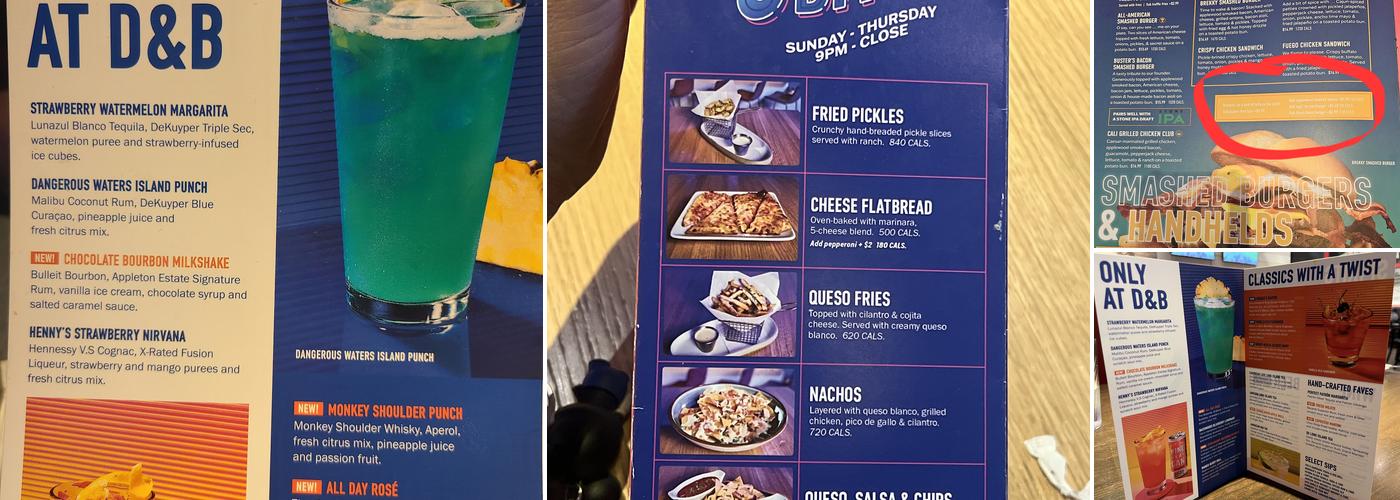 Dave & Buster's McDonough Menu