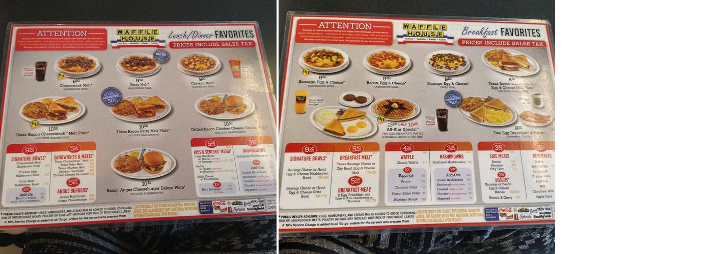 Waffle House Menu