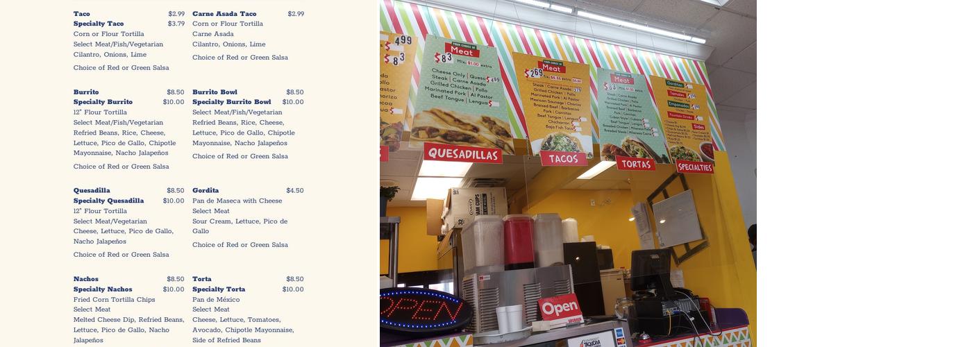 Taqueria Taquito Express Menu