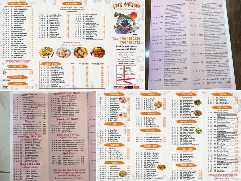 LIN’S GARDEN Menu
