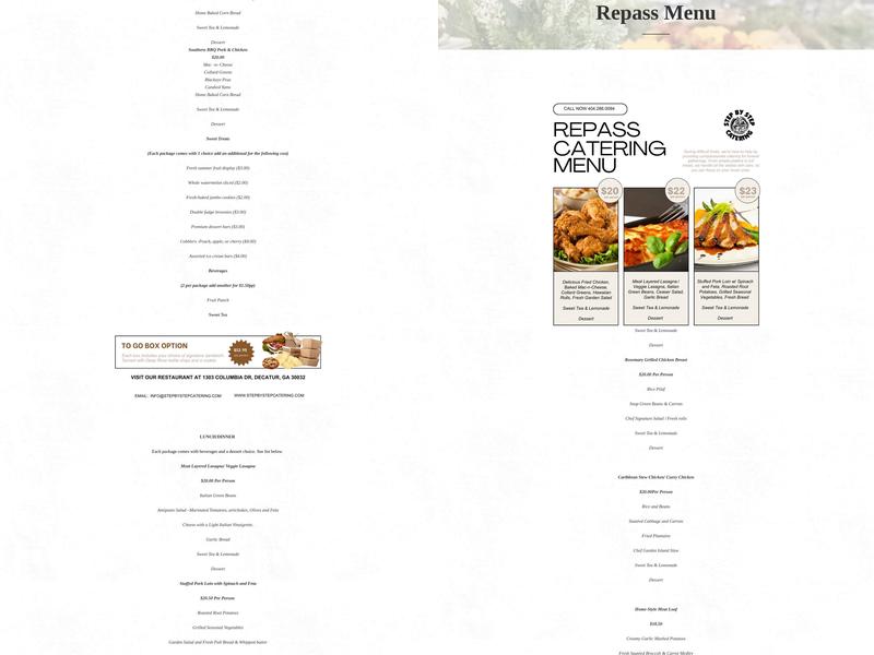 Step By Step Catering Menu