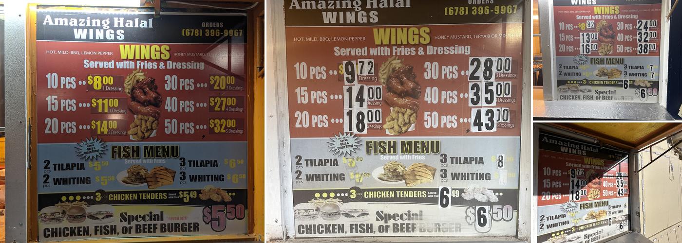 Amazing Halal Wings and Fish Menu